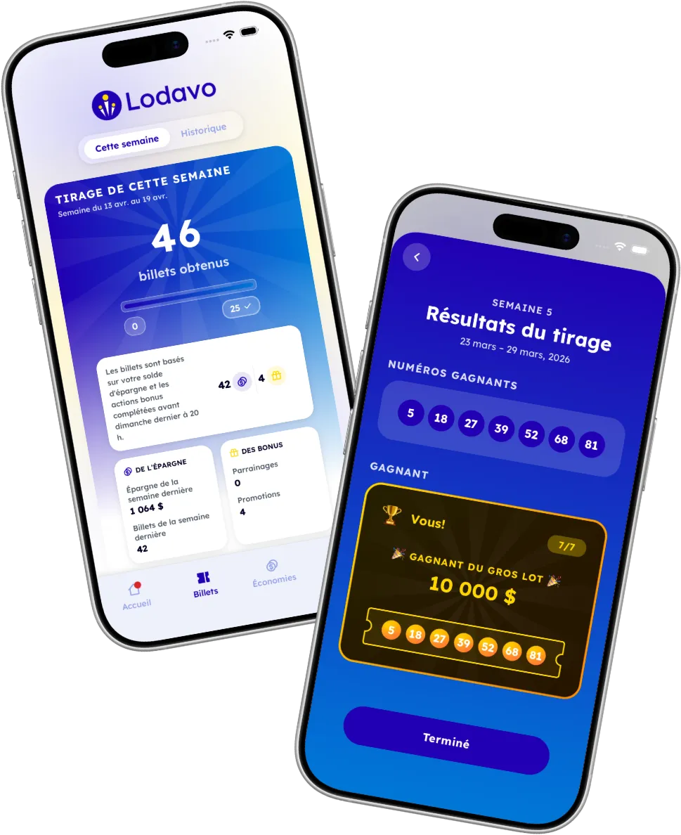 L’application Lodavo : le tirage d’épargne de la semaine et le gros lot de 10 000 $