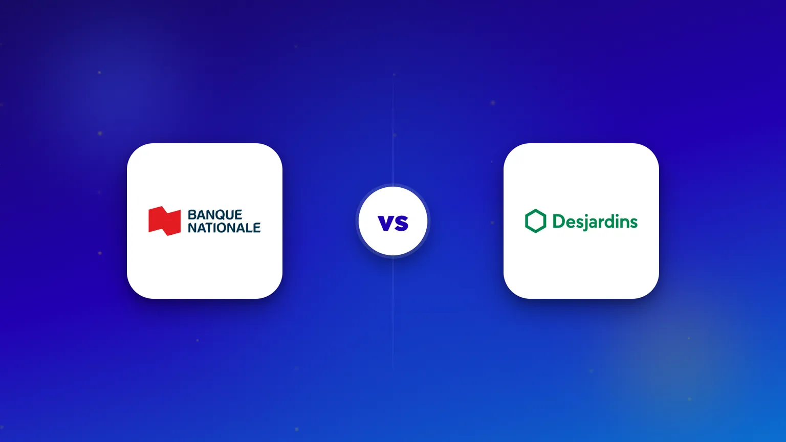 Les logos de la Banque Nationale et de Desjardins côte à côte pour une comparaison directe.